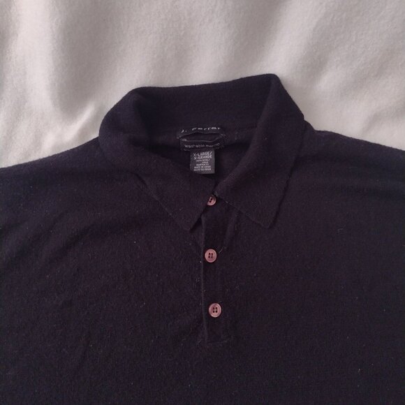 J. Ferrar Mens 100% Wool Sweater XL Vintage Black Collared Preppy Pullover - Picture 3 of 7